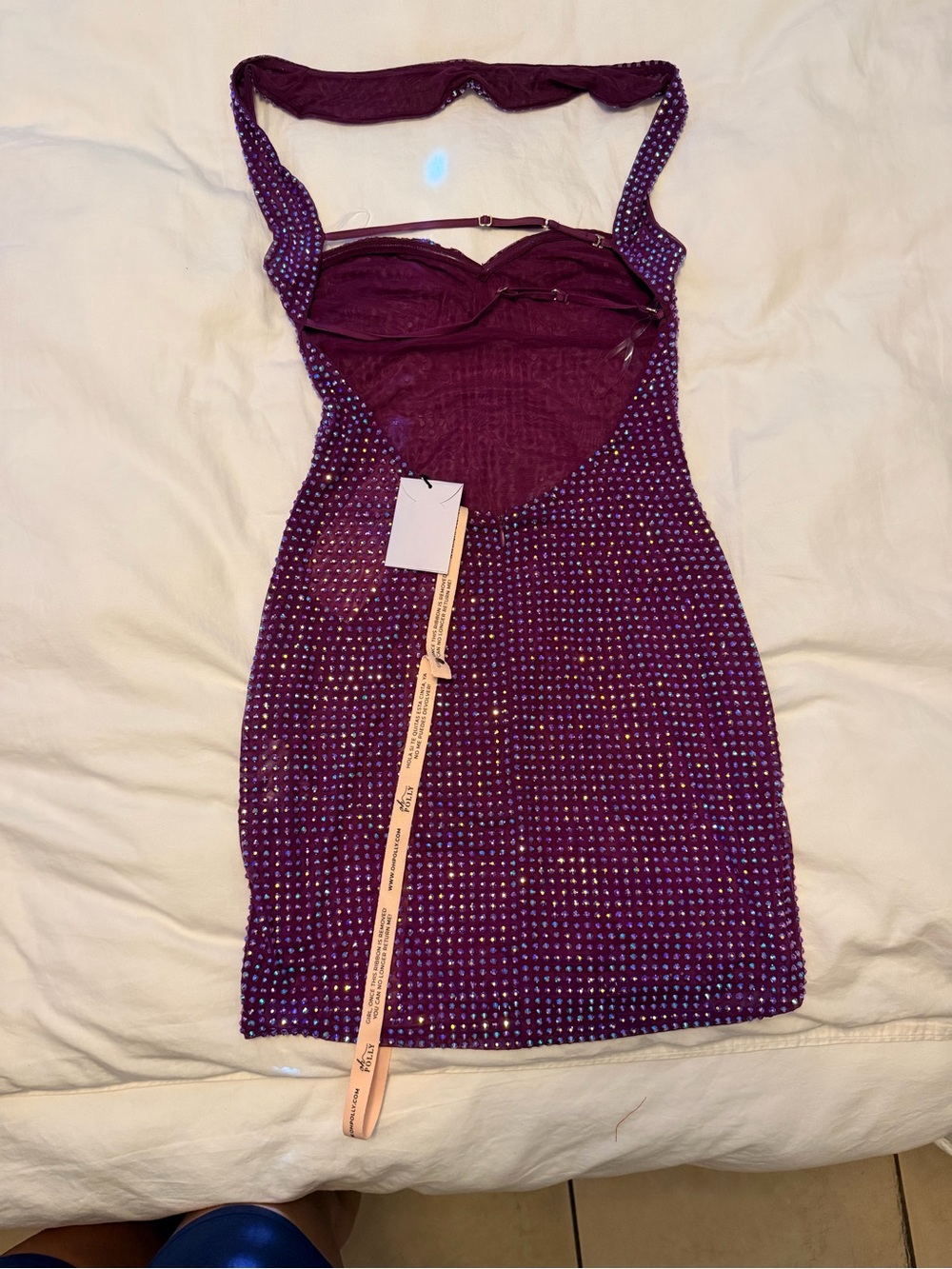 Oh Polly Plum Sequin Mini Dress - Picture 2 of 2